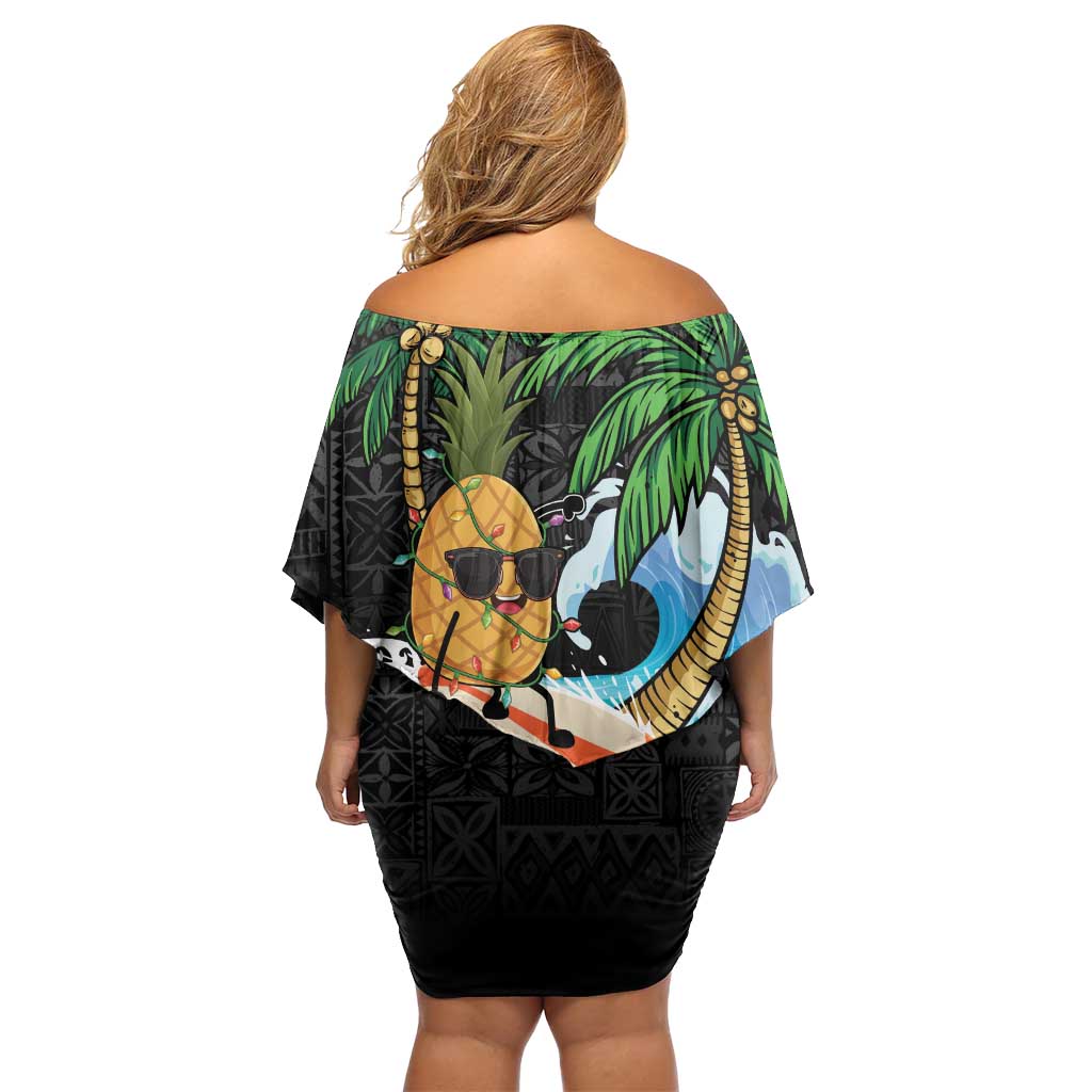 Tropical Christmas Polynesian Off Shoulder Short Dress Funny Surfing Pineapple LT7 - Polynesian Pride
