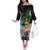 Tropical Christmas Polynesian Off The Shoulder Long Sleeve Dress Funny Surfing Pineapple