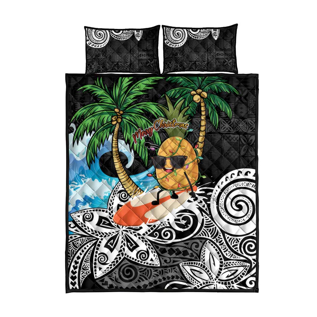 Tropical Christmas Polynesian Quilt Bed Set Funny Surfing Pineapple LT7 - Polynesian Pride