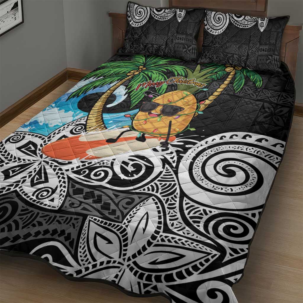 Tropical Christmas Polynesian Quilt Bed Set Funny Surfing Pineapple LT7 - Polynesian Pride
