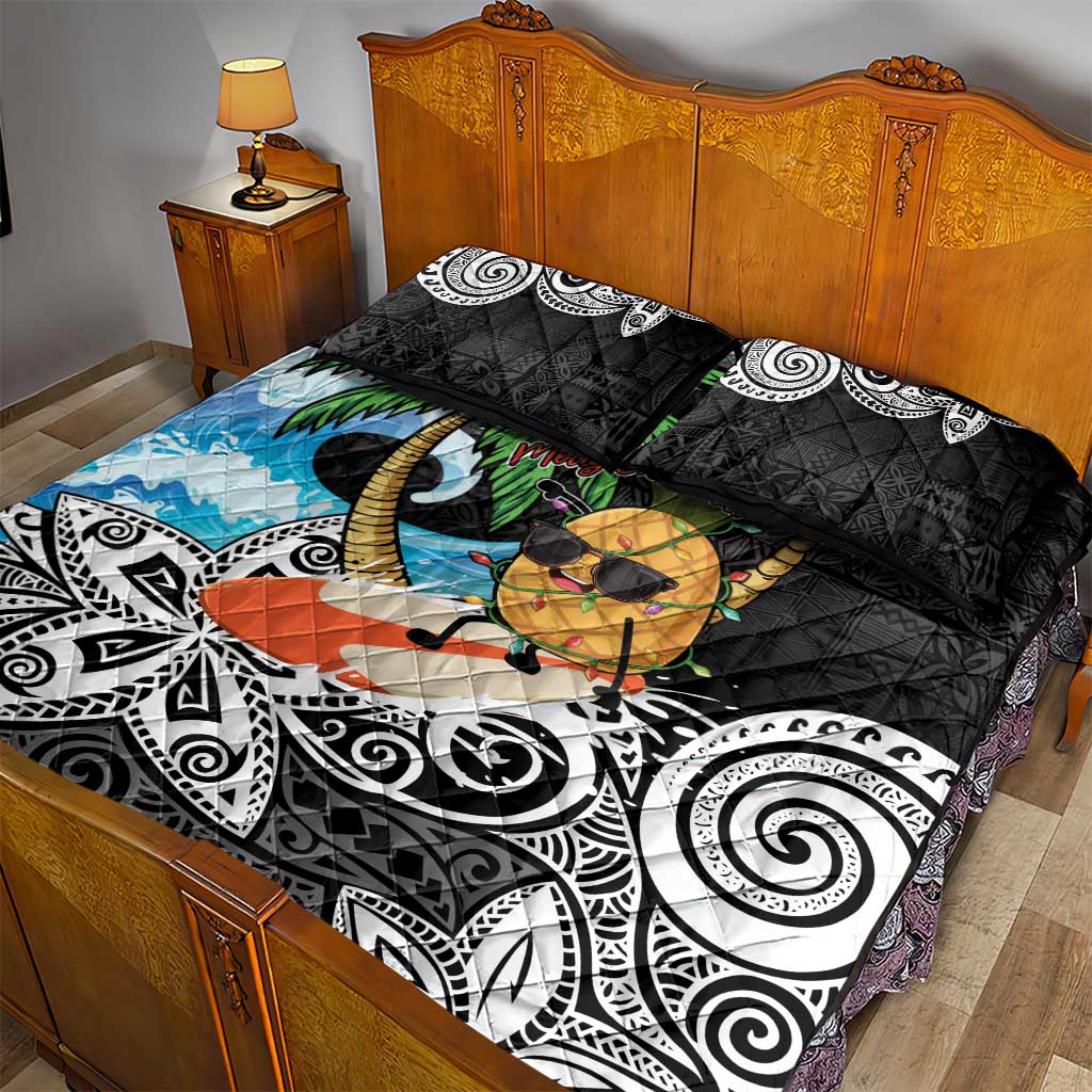 Tropical Christmas Polynesian Quilt Bed Set Funny Surfing Pineapple LT7 - Polynesian Pride