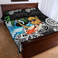 Tropical Christmas Polynesian Quilt Bed Set Funny Surfing Pineapple LT7 - Polynesian Pride