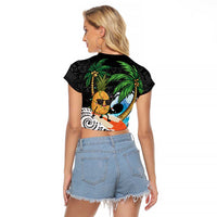 Tropical Christmas Polynesian Raglan Cropped T Shirt Funny Surfing Pineapple LT7 - Polynesian Pride