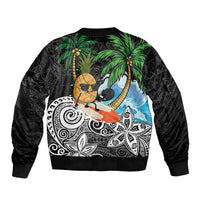Tropical Christmas Polynesian Sleeve Zip Bomber Jacket Funny Surfing Pineapple