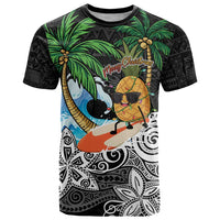 Tropical Christmas Polynesian T Shirt Funny Surfing Pineapple LT7 Black - Polynesian Pride