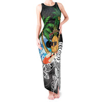 Tropical Christmas Polynesian Tank Maxi Dress Funny Surfing Pineapple LT7 Women Black - Polynesian Pride