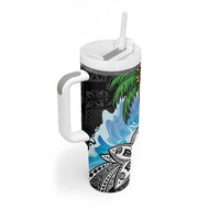 Tropical Christmas Polynesian Tumbler With Handle Funny Surfing Pineapple LT7 - Polynesian Pride