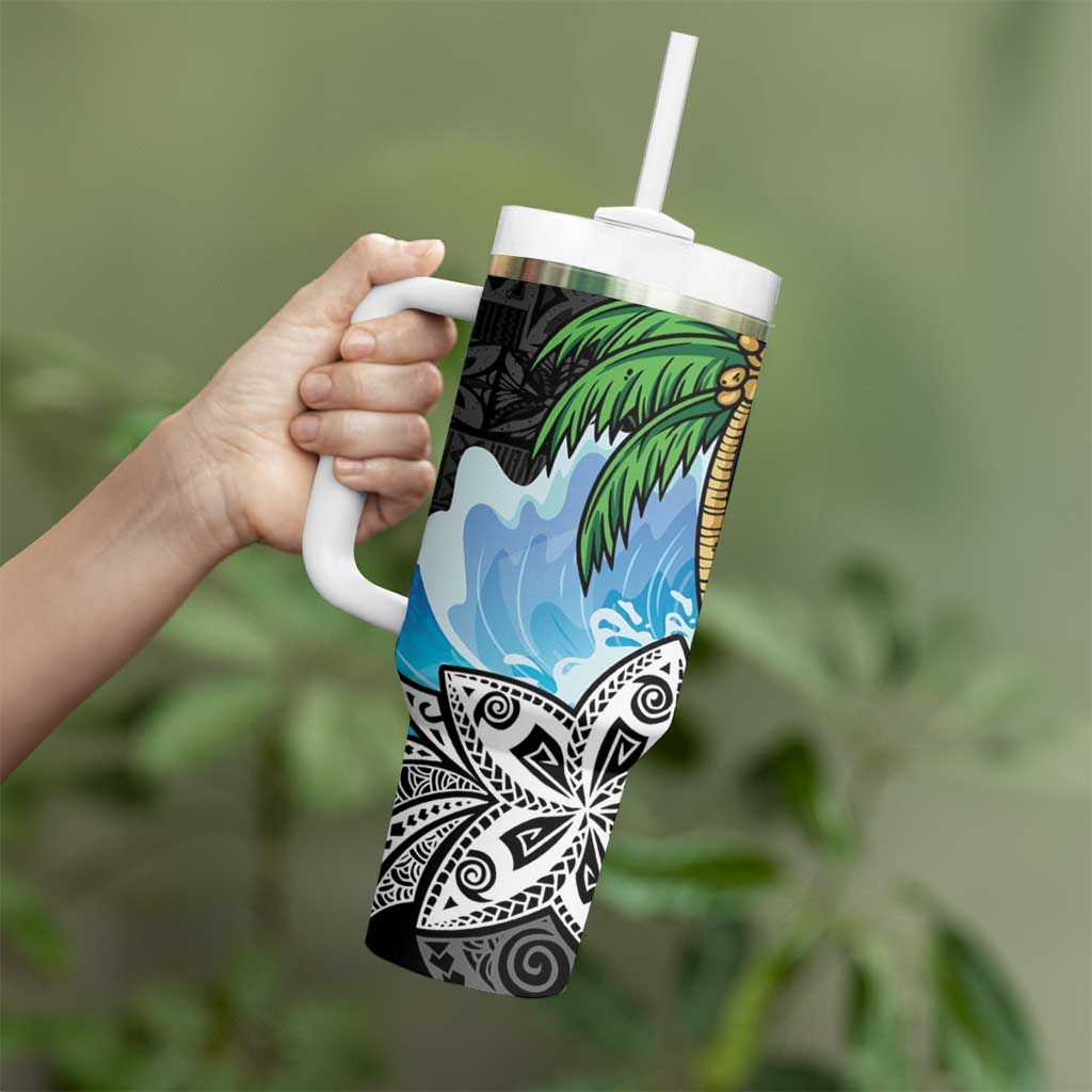 Tropical Christmas Polynesian Tumbler With Handle Funny Surfing Pineapple LT7 - Polynesian Pride