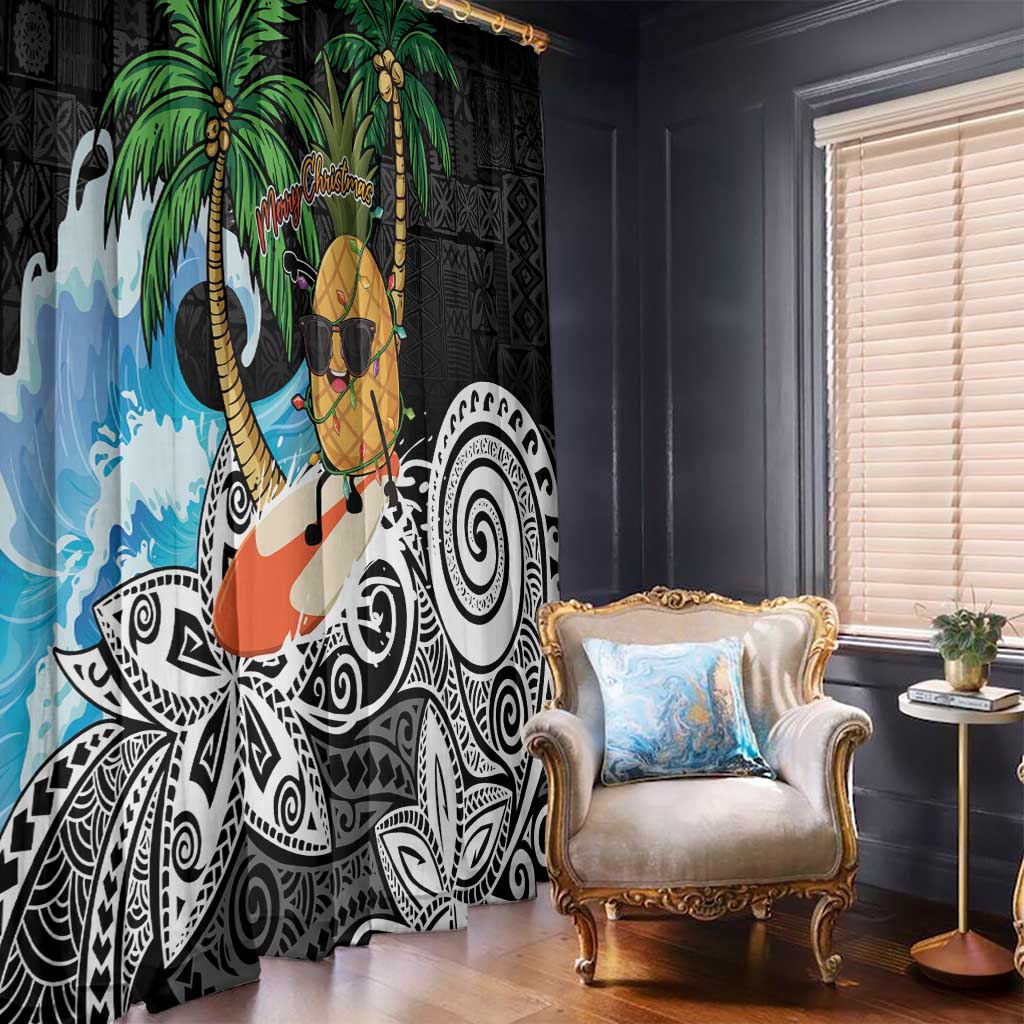 Tropical Christmas Polynesian Window Curtain Funny Surfing Pineapple LT7 - Polynesian Pride