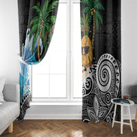 Tropical Christmas Polynesian Window Curtain Funny Surfing Pineapple LT7 - Polynesian Pride