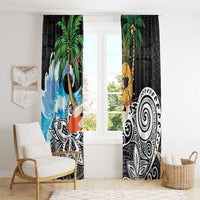 Tropical Christmas Polynesian Window Curtain Funny Surfing Pineapple LT7 - Polynesian Pride