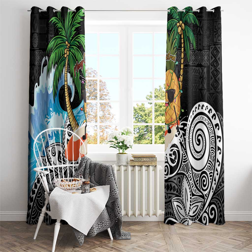Tropical Christmas Polynesian Window Curtain Funny Surfing Pineapple LT7 - Polynesian Pride