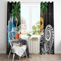 Tropical Christmas Polynesian Window Curtain Funny Surfing Pineapple LT7 - Polynesian Pride
