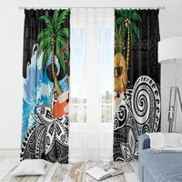 Tropical Christmas Polynesian Window Curtain Funny Surfing Pineapple LT7 - Polynesian Pride
