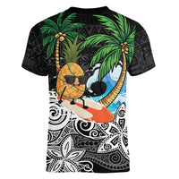 Tropical Christmas Polynesian Women V-Neck T-Shirt Funny Surfing Pineapple LT7 - Polynesian Pride