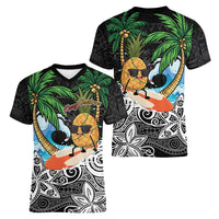 Tropical Christmas Polynesian Women V-Neck T-Shirt Funny Surfing Pineapple LT7 - Polynesian Pride