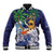 Tropical Christmas Polynesian Baseball Jacket Funny Surfing Pineapple Blue