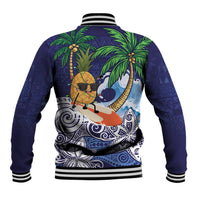 Tropical Christmas Polynesian Baseball Jacket Funny Surfing Pineapple Blue LT7 - Polynesian Pride