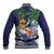 Tropical Christmas Polynesian Baseball Jacket Funny Surfing Pineapple Blue