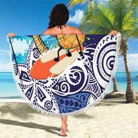 Tropical Christmas Polynesian Beach Blanket Funny Surfing Pineapple Blue LT7 - Polynesian Pride