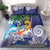 Tropical Christmas Polynesian Bedding Set Funny Surfing Pineapple Blue