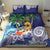 Tropical Christmas Polynesian Bedding Set Funny Surfing Pineapple Blue