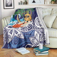 Tropical Christmas Polynesian Blanket Funny Surfing Pineapple Blue LT7 Blue - Polynesian Pride