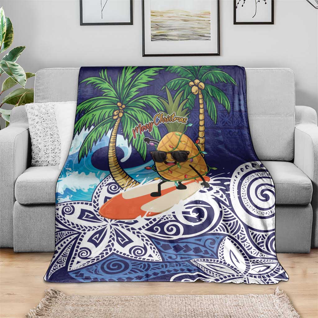Tropical Christmas Polynesian Blanket Funny Surfing Pineapple Blue LT7 - Polynesian Pride