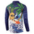 Tropical Christmas Polynesian Button Sweatshirt Funny Surfing Pineapple Blue