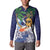 Tropical Christmas Polynesian Button Sweatshirt Funny Surfing Pineapple Blue