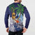 Tropical Christmas Polynesian Button Sweatshirt Funny Surfing Pineapple Blue