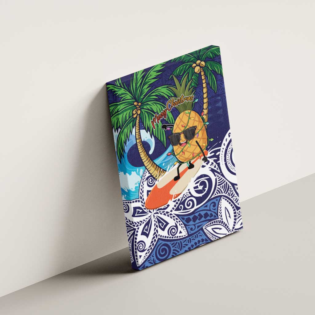 Tropical Christmas Polynesian Canvas Wall Art Funny Surfing Pineapple Blue LT7 - Polynesian Pride