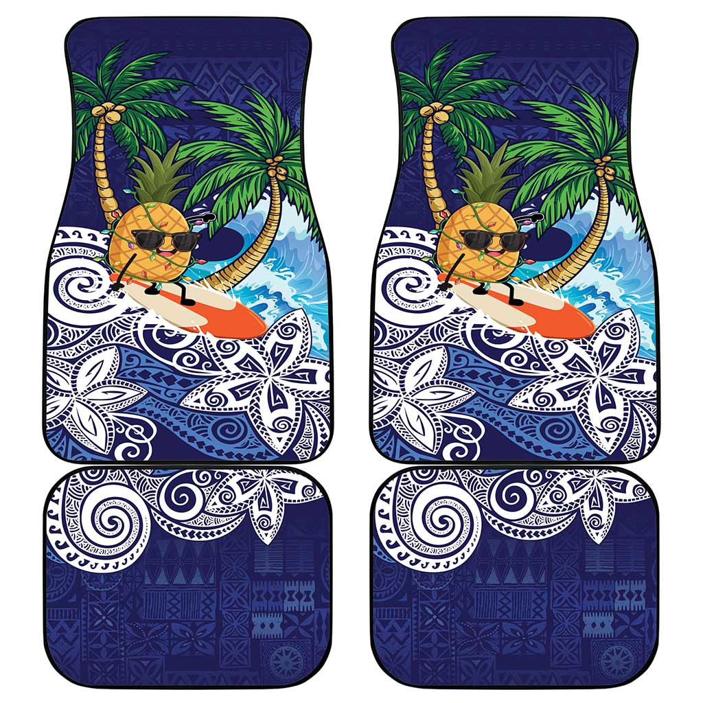 Tropical Christmas Polynesian Car Mats Funny Surfing Pineapple Blue LT7 - Polynesian Pride