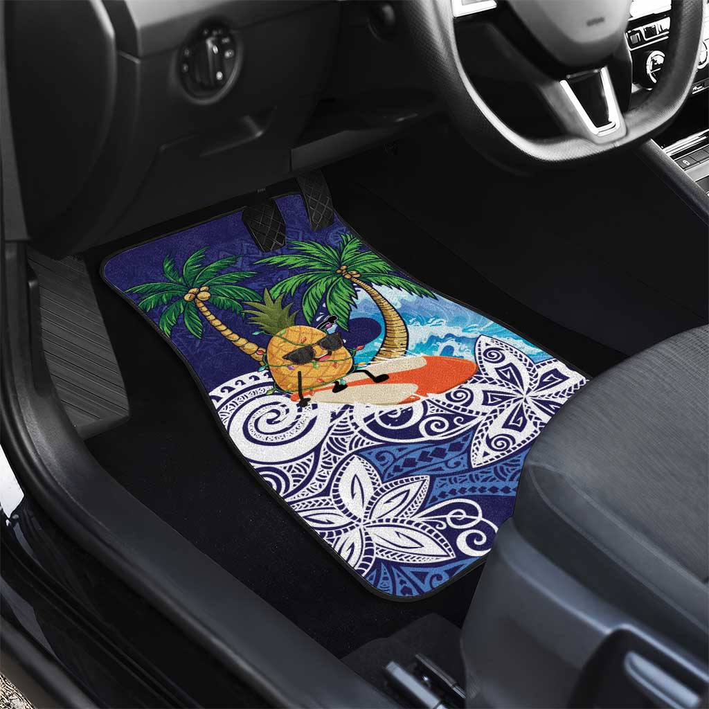 Tropical Christmas Polynesian Car Mats Funny Surfing Pineapple Blue LT7 - Polynesian Pride