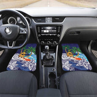 Tropical Christmas Polynesian Car Mats Funny Surfing Pineapple Blue LT7 Set 2pcs - Front Blue - Polynesian Pride