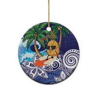 Tropical Christmas Polynesian Ceramic Ornament Funny Surfing Pineapple Blue LT7 - Polynesian Pride