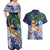 Tropical Christmas Polynesian Couples Matching Off Shoulder Maxi Dress and Hawaiian Shirt Funny Surfing Pineapple Blue