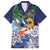 Tropical Christmas Polynesian Family Matching Long Sleeve Bodycon Dress and Hawaiian Shirt Funny Surfing Pineapple Blue