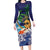 Tropical Christmas Polynesian Family Matching Long Sleeve Bodycon Dress and Hawaiian Shirt Funny Surfing Pineapple Blue