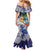 Tropical Christmas Polynesian Family Matching Mermaid Dress and Hawaiian Shirt Funny Surfing Pineapple Blue