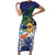 Tropical Christmas Polynesian Family Matching Short Sleeve Bodycon Dress and Hawaiian Shirt Funny Surfing Pineapple Blue