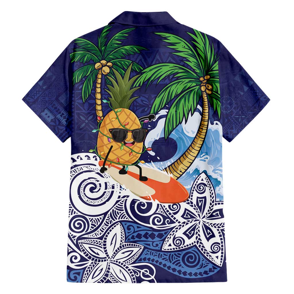 Tropical Christmas Polynesian Family Matching Summer Maxi Dress and Hawaiian Shirt Funny Surfing Pineapple Blue LT7 - Polynesian Pride