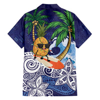 Tropical Christmas Polynesian Family Matching Summer Maxi Dress and Hawaiian Shirt Funny Surfing Pineapple Blue LT7 - Polynesian Pride