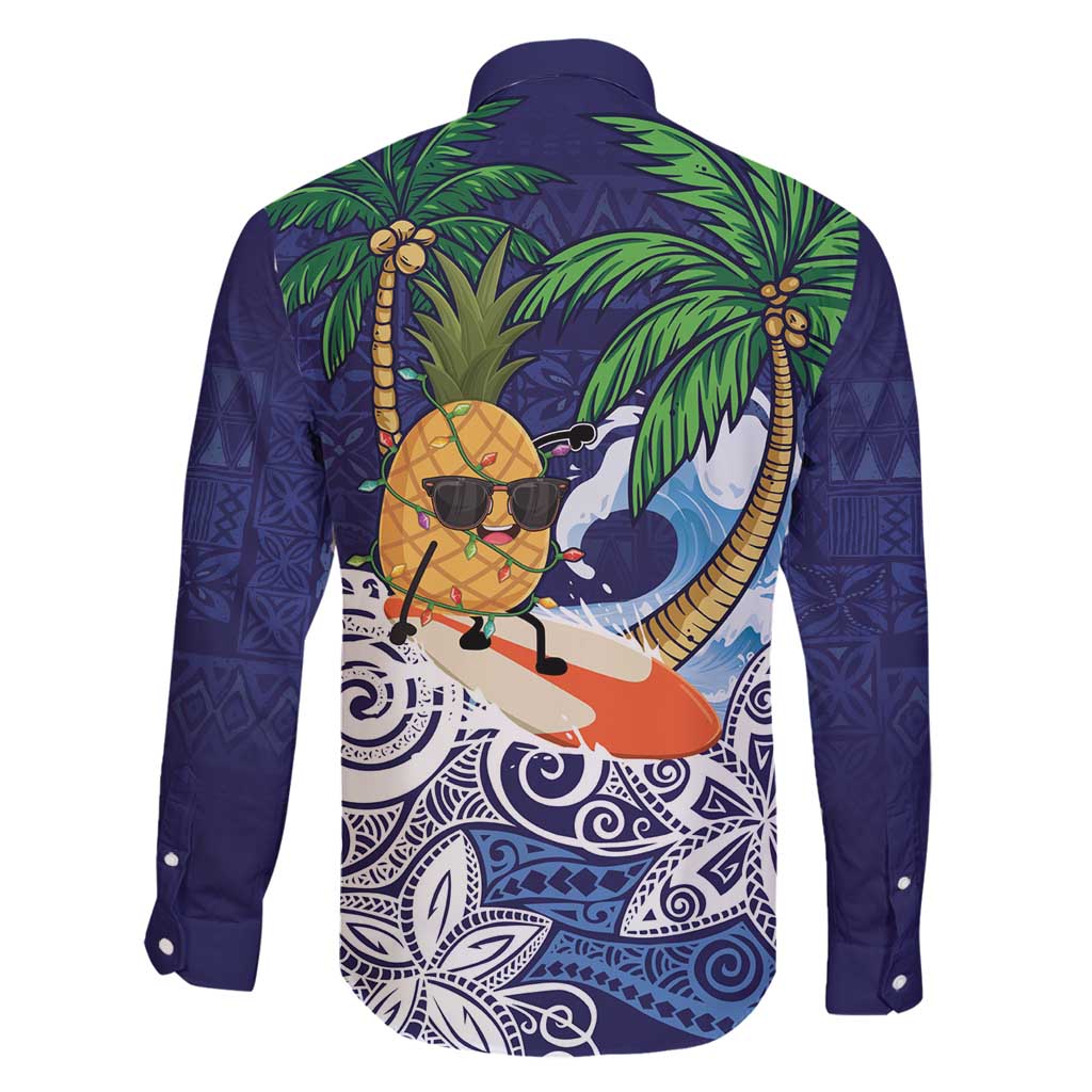 Tropical Christmas Polynesian Family Matching Summer Maxi Dress and Hawaiian Shirt Funny Surfing Pineapple Blue LT7 - Polynesian Pride