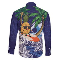 Tropical Christmas Polynesian Family Matching Summer Maxi Dress and Hawaiian Shirt Funny Surfing Pineapple Blue LT7 - Polynesian Pride