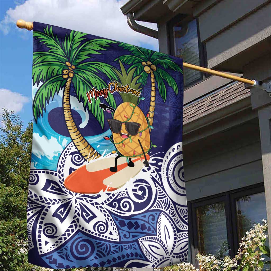 Tropical Christmas Polynesian Garden Flag Funny Surfing Pineapple Blue LT7 - Polynesian Pride