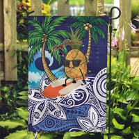 Tropical Christmas Polynesian Garden Flag Funny Surfing Pineapple Blue LT7 Garden Flag Blue - Polynesian Pride