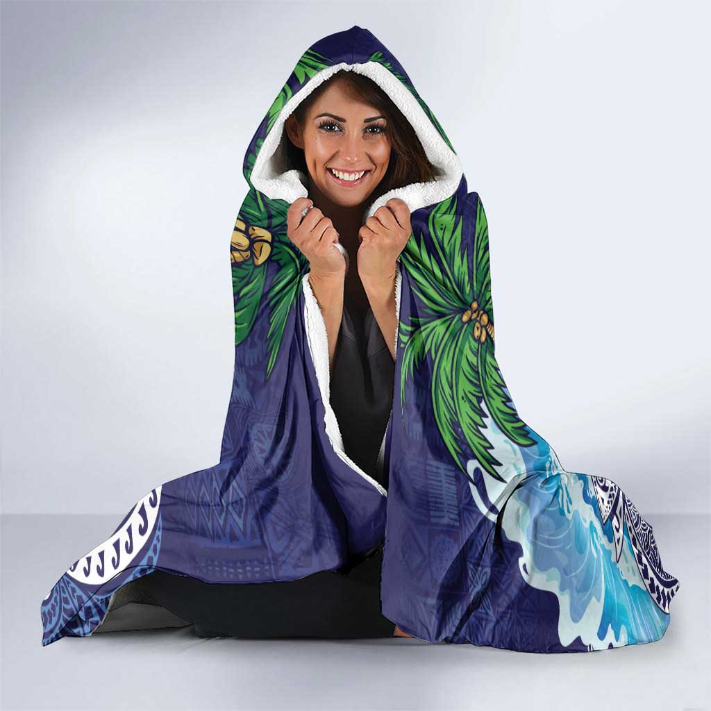 Tropical Christmas Polynesian Hooded Blanket Funny Surfing Pineapple Blue LT7 - Polynesian Pride