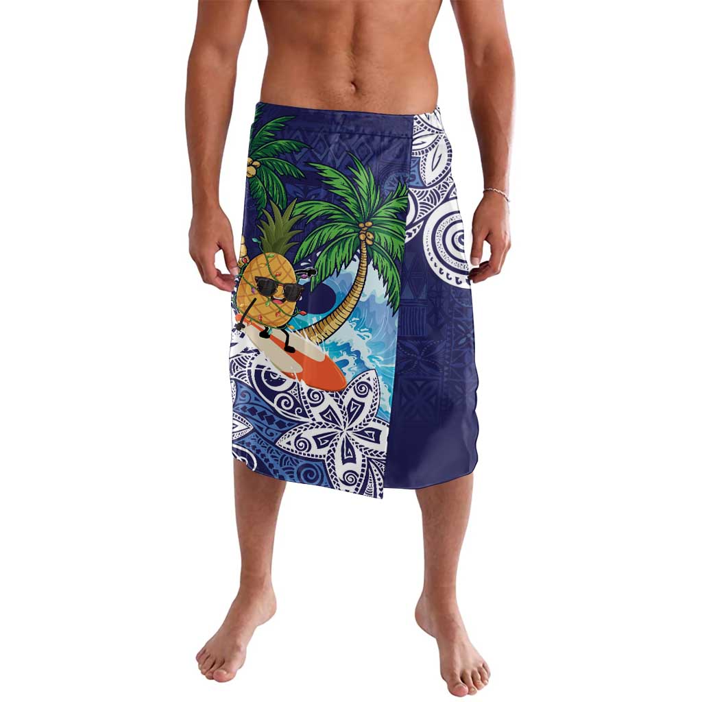 Tropical Christmas Polynesian Lavalava Funny Surfing Pineapple Blue LT7 Blue - Polynesian Pride