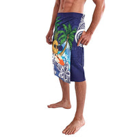 Tropical Christmas Polynesian Lavalava Funny Surfing Pineapple Blue LT7 - Polynesian Pride